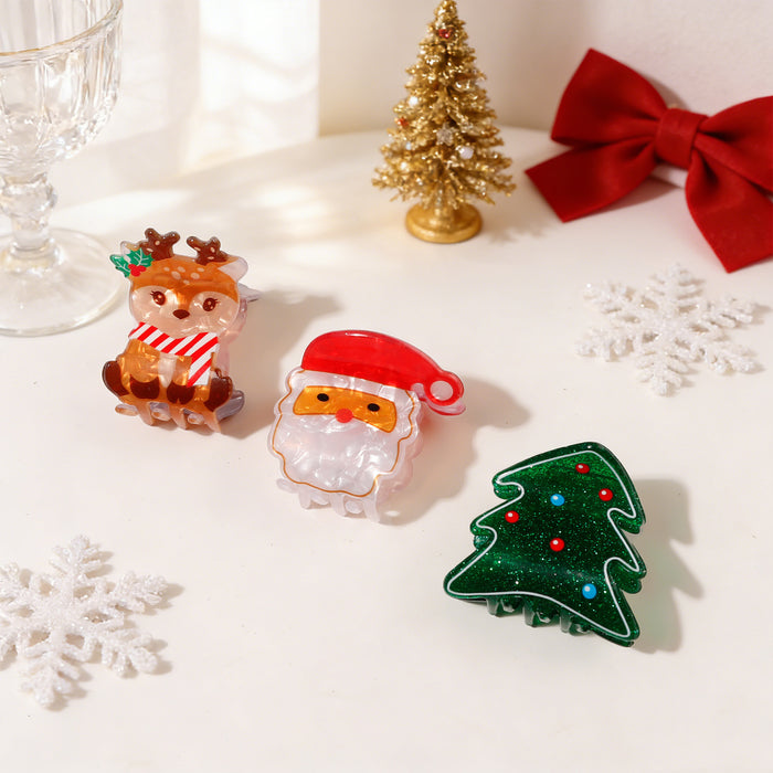 Wholesale Christmas PVC Claw Clips Cute Holiday Hair Accessories For Women Santa Tree Deer Motifs Chic Resale