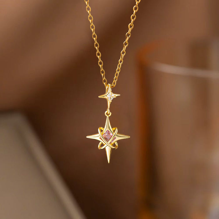 Wholesale cross star necklace female titanium steel choker necklace
