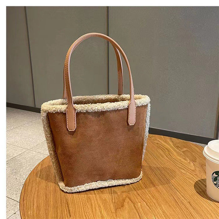 Wholesale Large-capacity plush frosted handbag for autumn and winter