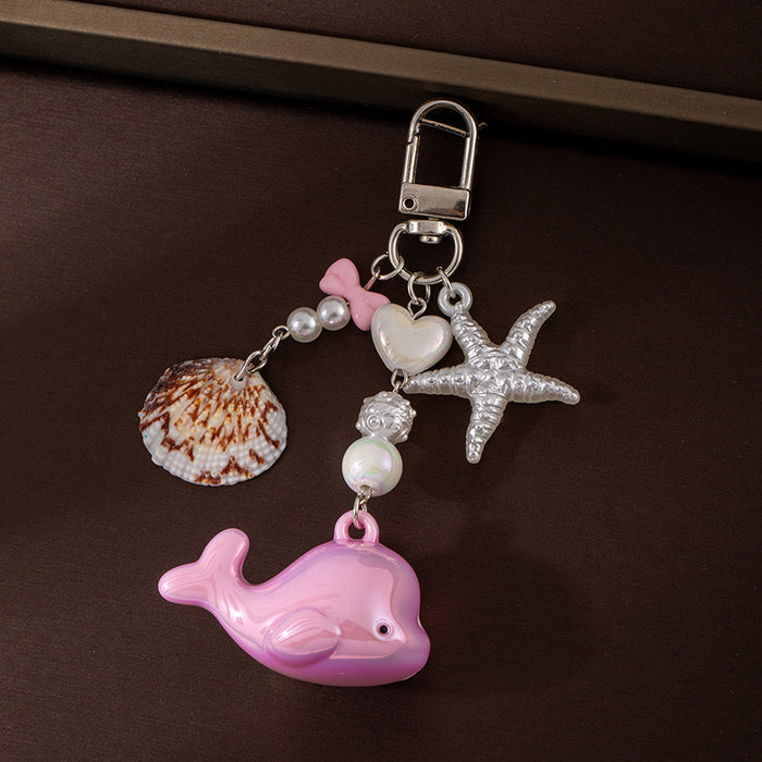 Wholesale Ocean-Style Shell and Whale Keychain Pendant