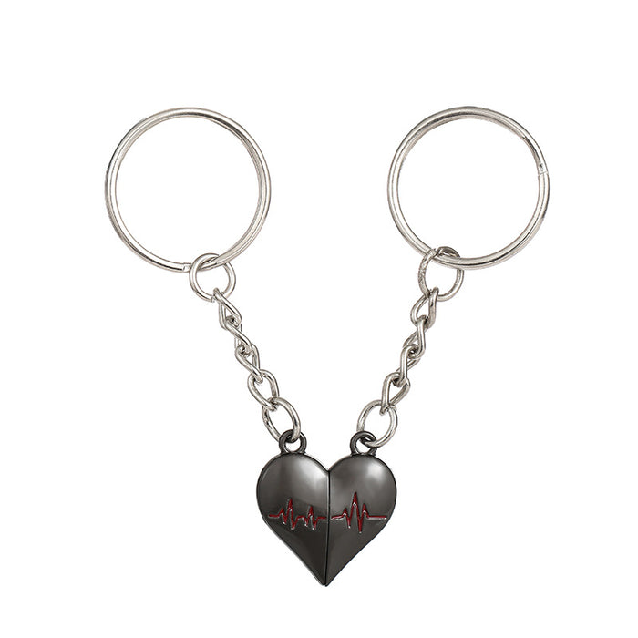 Wholesale Zinc Alloy Heartbeat Magnetic Keychain JDC-KC-JinZ021