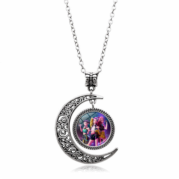 Wholesale K-POP Moon Pendant Necklace, Creative and Personalized Accessory