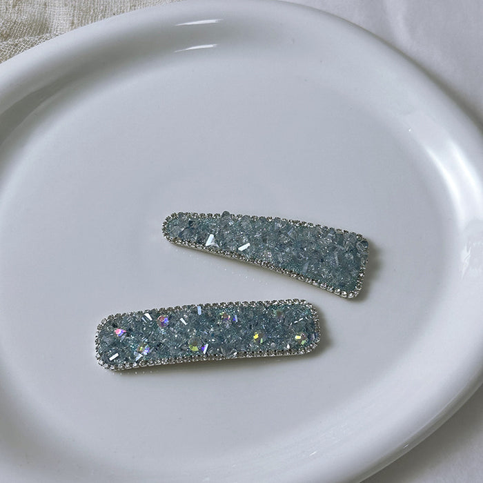 Wholesale Full Diamond Light Amethyst Hairpin Elegant Side Bangs Clip Duckbill Clip Hairpin