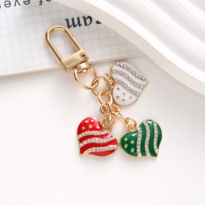 Wholesale American Independence Day Flag Series Heart Shape Alloy Keychain JDC-KC-ChaoK046