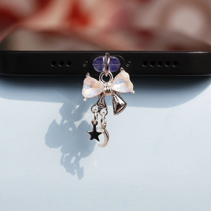 Wholesale Metal heart-shaped flower planet pendant phone dust plug