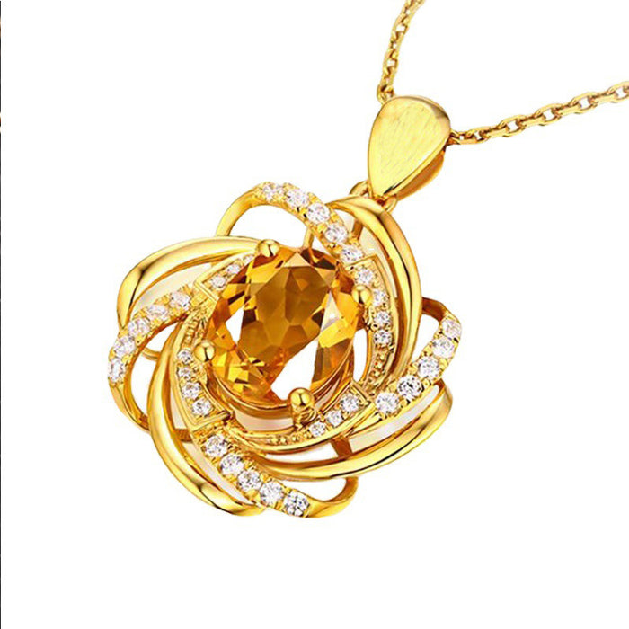 Wholesale Pendant necklace wholesale, niche design, fashionable flower, sapphire, collarbone chain accessories