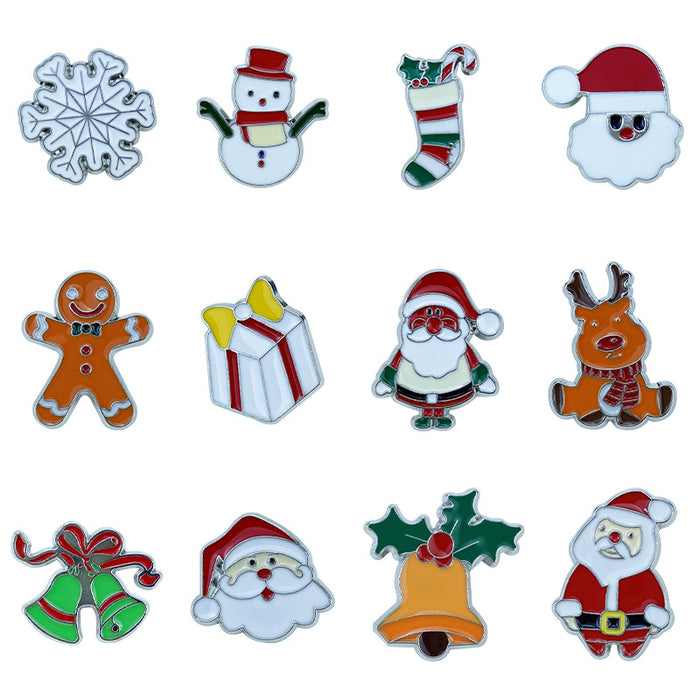Wholesale Christmas Santa Reindeer Snowman Alloy Brooch Pin Chic Holiday Fashion Accessory MOQ≥2