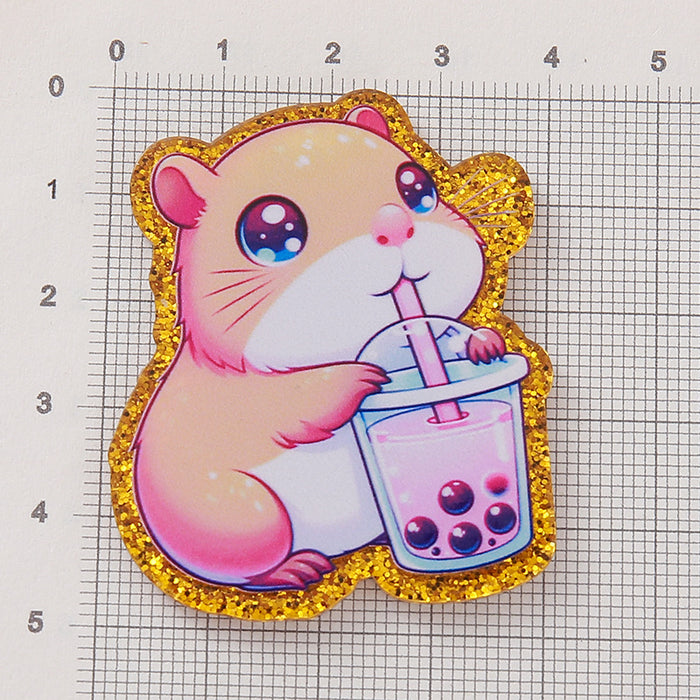 Wholesale New Sparkling Pink Cartoon Capibala Jewelry Patch Wear resistant Cute Shoe Flower Acrylic Pendant DIY Patch