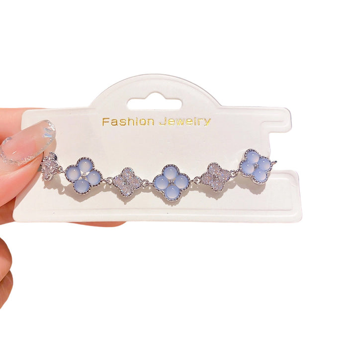 Wholesale Copper Zircon Oval Cuff Bracelet Fashionable Wrist Jewelry