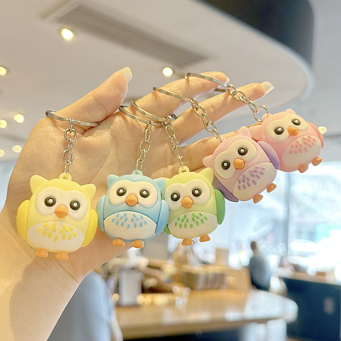 Wholesale  Cartoon  PVC Animal Owl Pendant Car Keychain Bag Pendant