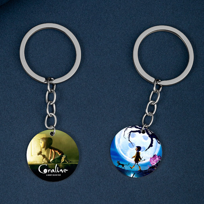 Wholesale Halloween Cartoon Color Printing Stainless Steel Keychain JDC-KC-HuanYu032