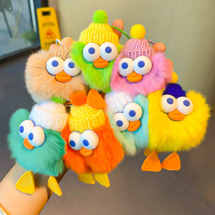 Wholesale cute plush big-eyed duck pendant Keychains
