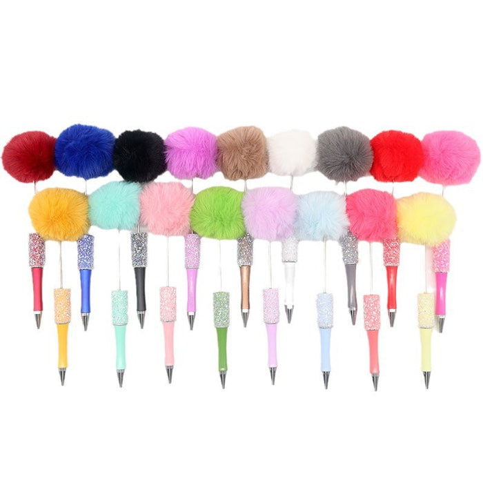 Wholesale Beadable Pens Sugar Rhinestone Leopard Print Pom Pom Pen Fluffy Pens JDC-PN-CY007