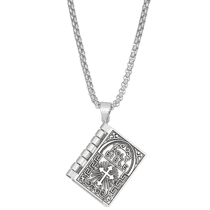 Wholesale New Vintage Pendant, Personalized Fashion Book Necklace, Creative Retro Cross Necklace