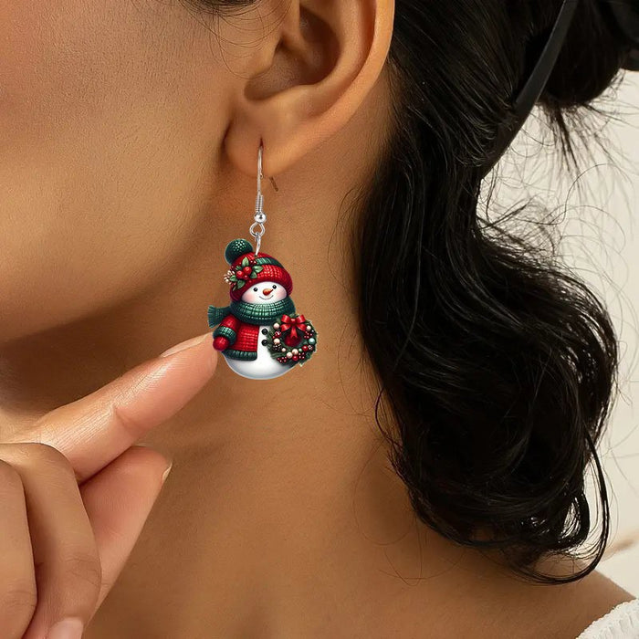 Wholesale Acrylic Snowman Earrings Winter Couple Party Jewelry Fashion Accessory MOQ≥2