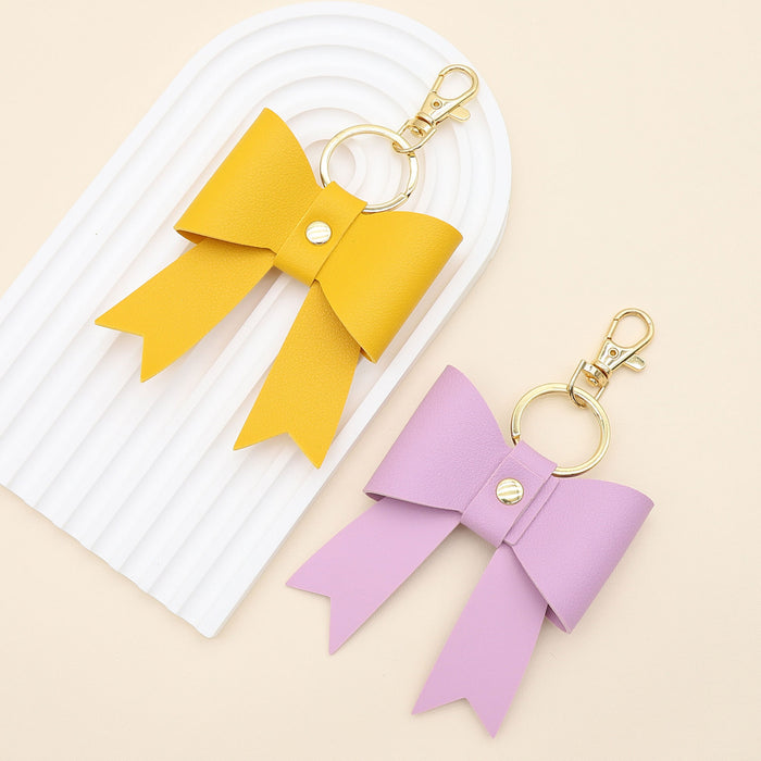 Wholesale Simple leather bow shape key chain bag pendant accessories