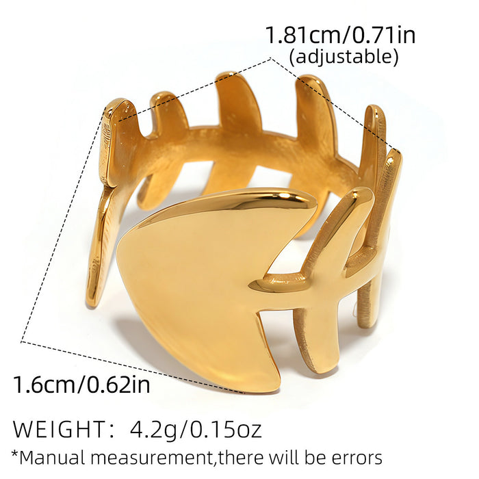 Wholesale Jewelry Stainless Steel Fishbone Open Ring for Women