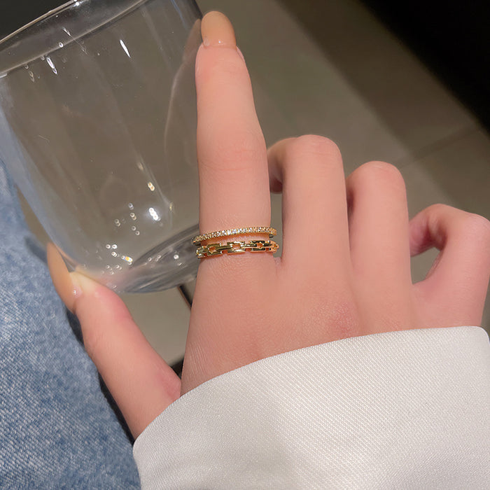 Wholesale Double-Layer Micro-Pavé Zircon Ring