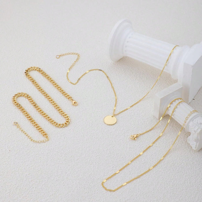 Wholesale Double-Layer Disc Chain Design Necklace for Women Adjustable Clavicle Chain