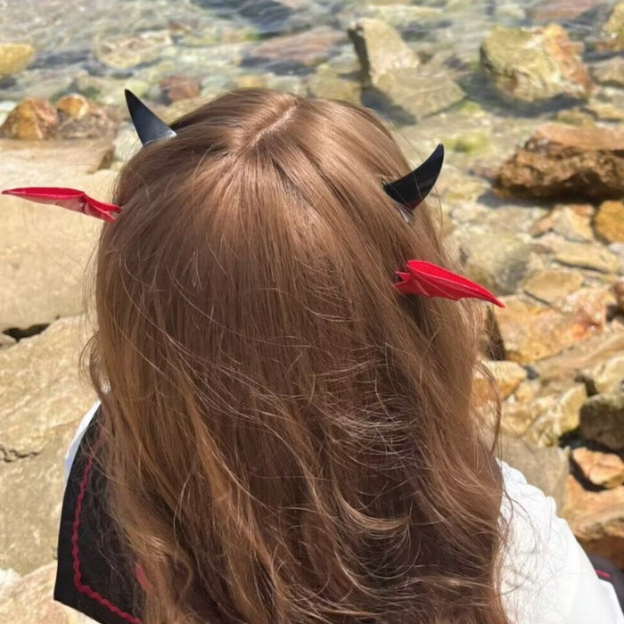 Wholesale Gothic Devil Wings Hair Clip Black Leather Duckbill Clip Lolita Hair Accessory For Party Boutique Resale