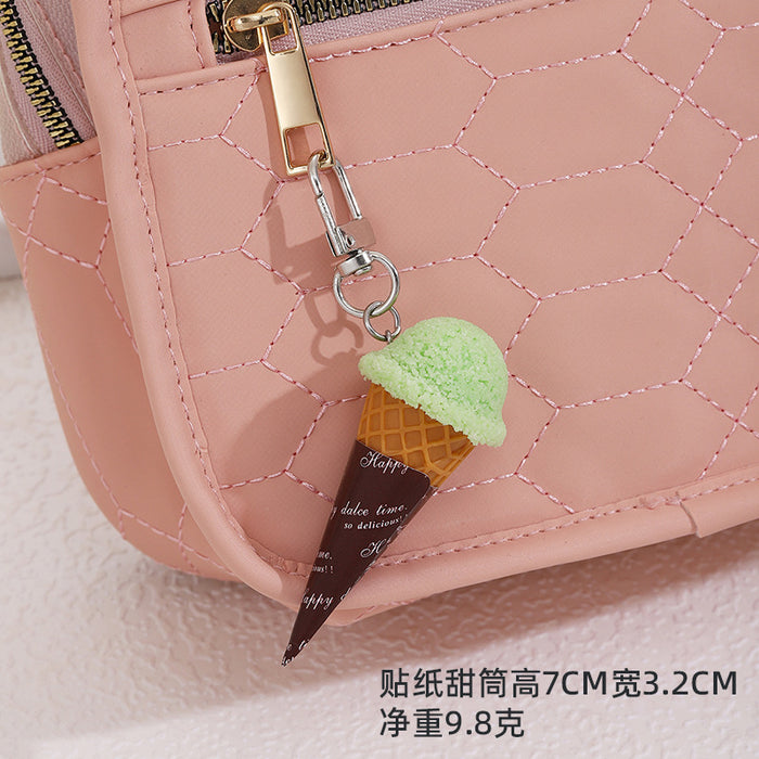 Wholesale PVC Cartoon Ice Cream Cone Keychain Fashion DIY Accessory MOQ≥2
