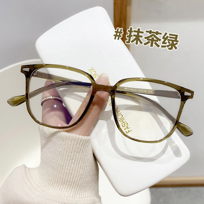 Wholesale Large frame anti blue light eyeglass frame, fashionable and high-end sensory artifact TR flat mirror frame