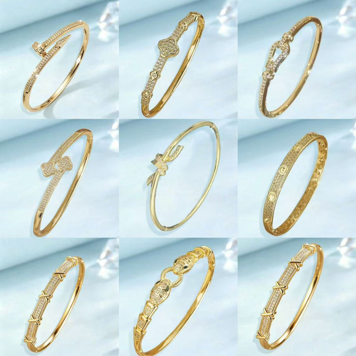 Wholesale Minimalist Zircon Bracelet For Women Gold Plated Copper Jewelry Accessory Trendy Everyday Wear Boutique Resale