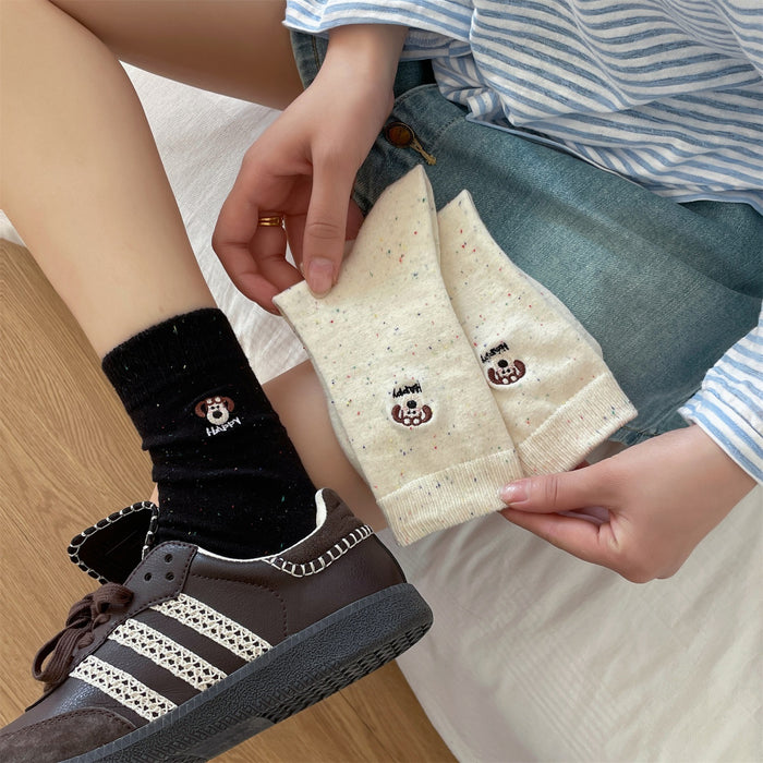 Wholesale Cotton socks, socks, children's socks, cartoon embroidery, college style, long socks, pile socks