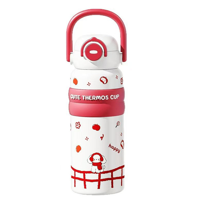 Wholesale Cartoon handle snap-on lid large capacity thermos cup