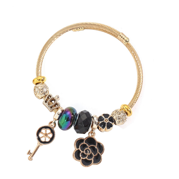 Wholesale Stainless Steel Bead Bracelet Floral Design Fashion Jewelry for Women MOQ≥2