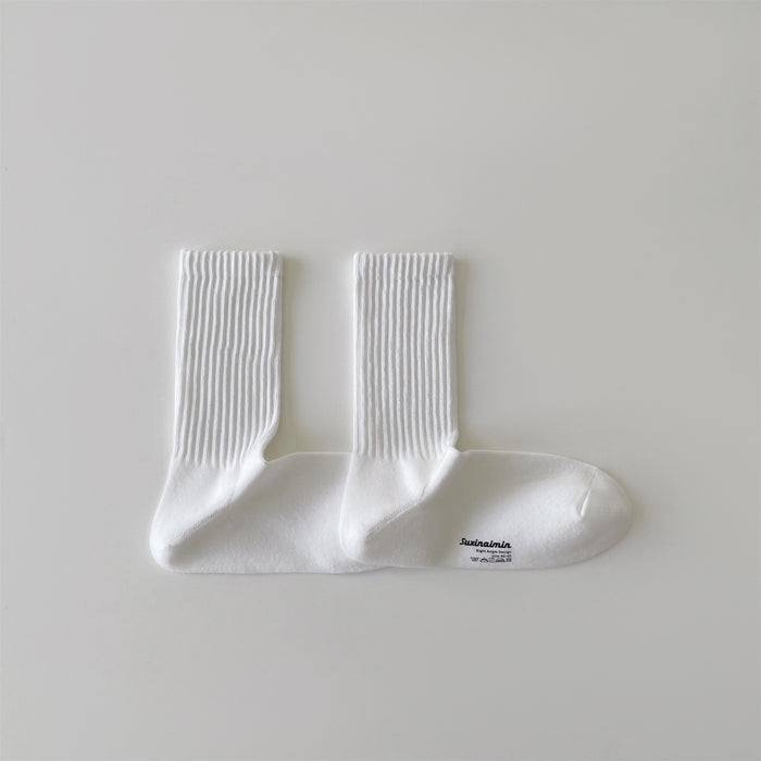 Wholesale Socks Solid color Vertical stripe Middle tube Socks Sports Socks Anti odor and Sweating Cotton Socks Right angle Socks