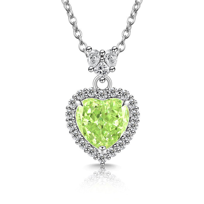 Wholesale Copper Heart Pendant Necklace Diamond Cut Padparadscha Style Fashion Accessory Gift