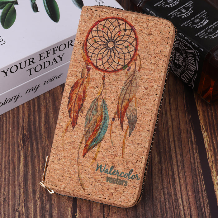 Wholesale PU Dream Catcher Feather Wind Chime Pattern Coin Purse JDC-WT-HuLi007