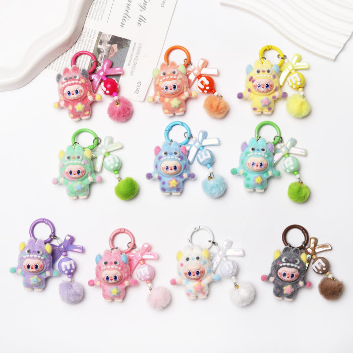 Wholesale Cute flocked polka dot doll keychain
