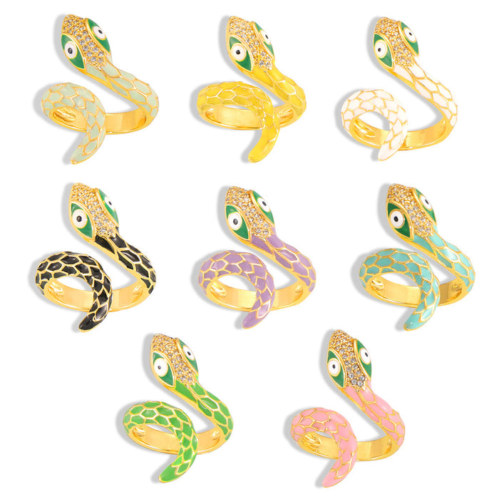 Wholesale Snake Shape Glazed Copper Material Open Ring JDC-RS-MiLi001