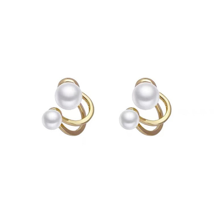 Wholesale A retro and luxurious style with two earrings, imitating pearl earrings and silver needles