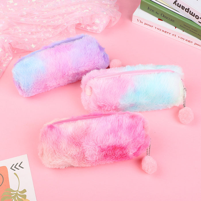 Wholesale Candy-colored cute plush pencil case