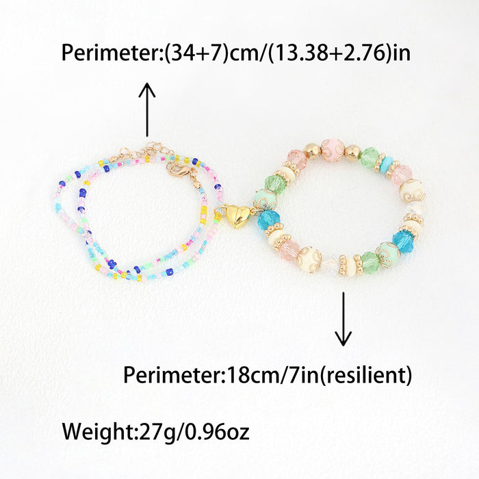 Wholesale Multi layer bead bracelet, heart-shaped pendant, colorful gift jewelry