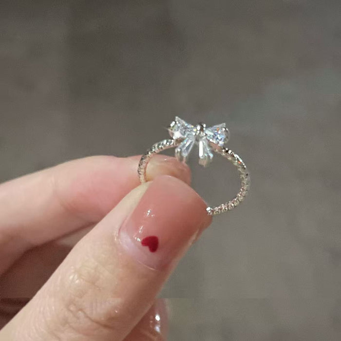 Wholesale Sweet zircon bow ring, niche design, light luxury, new versatile, fashionable and personalized