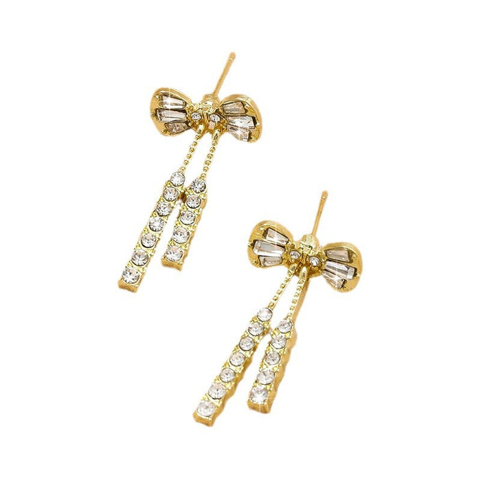 Wholesale Bow Diamond Crystal Earrings Fashion Elegant Earrings