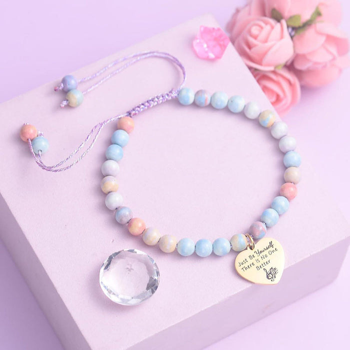 Wholesale Trendy Heart Shaped Rainbow Stone Bracelet Stainless Steel Fashion Accessory MOQ≥2