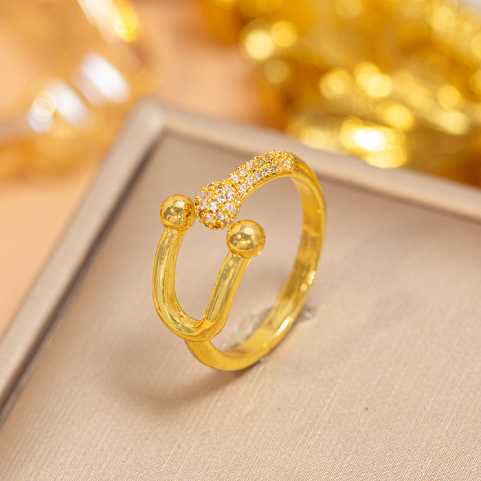 Wholesale Vintage Gold Plated Geometric Hollow Out Ring Adjustable Jewelry Accessory MOQ≥2