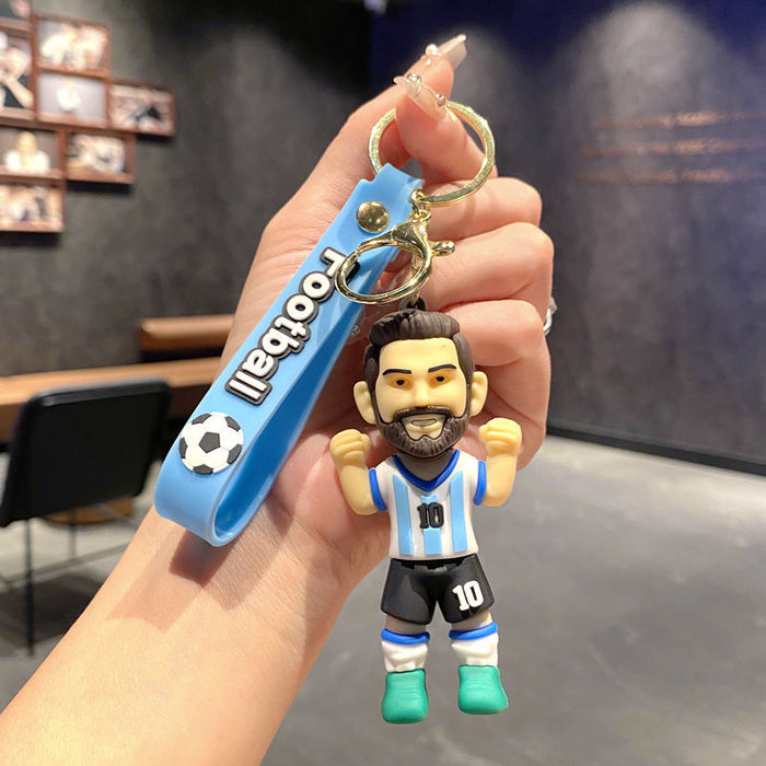 Wholesale Metal Soccer Star Cartoon Keychain Decorative Car Key Accessory MOQ≥2