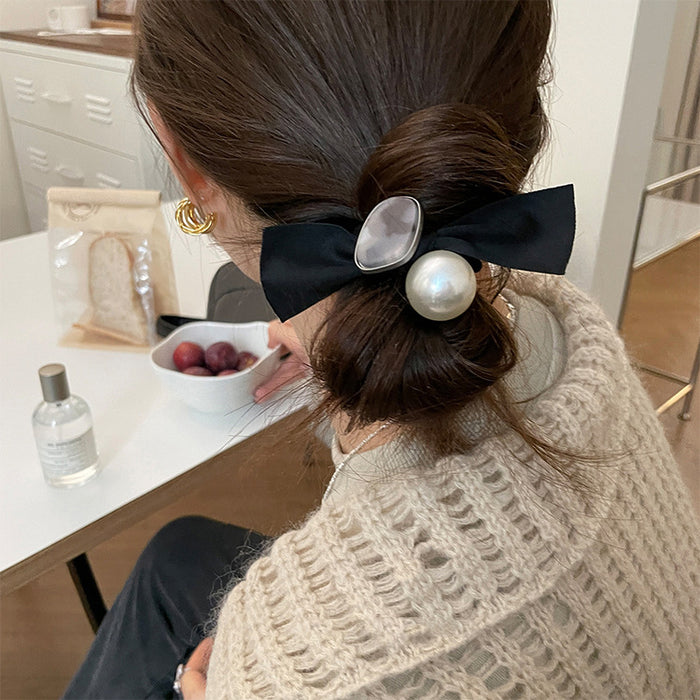 Wholesale Pearl bow headband, headband, rubber band for tying hair, high-end feel, rubber band headband, simple and elegant style