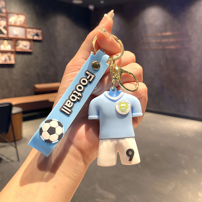 Wholesale Football Jersey Keychain Cartoon Doll School Bag Pendant Car Key Chain Small Gift