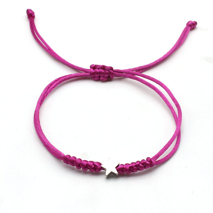 Wholesale Silver five-pointed star bracelet couple hand-woven red rope bracelet simple small jewelry