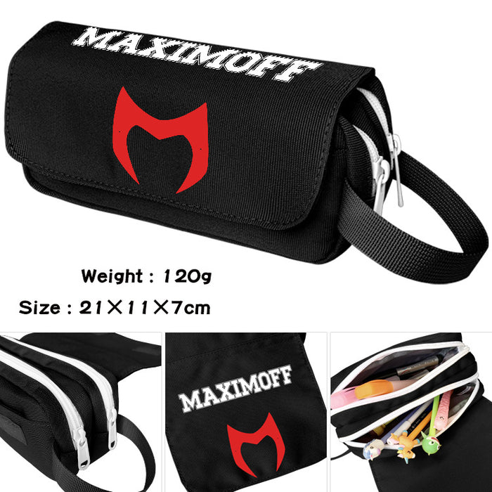 Wholesale Cartoon Canvas Pencil Case Double Layer Large Capacity Waterproof With Handle For Students
