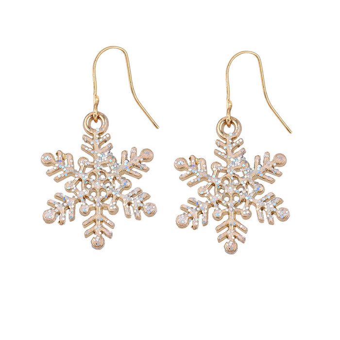 Wholesale Christmas Earrings Jewelry Alloy Pendant Hollow Snowflake Earrings