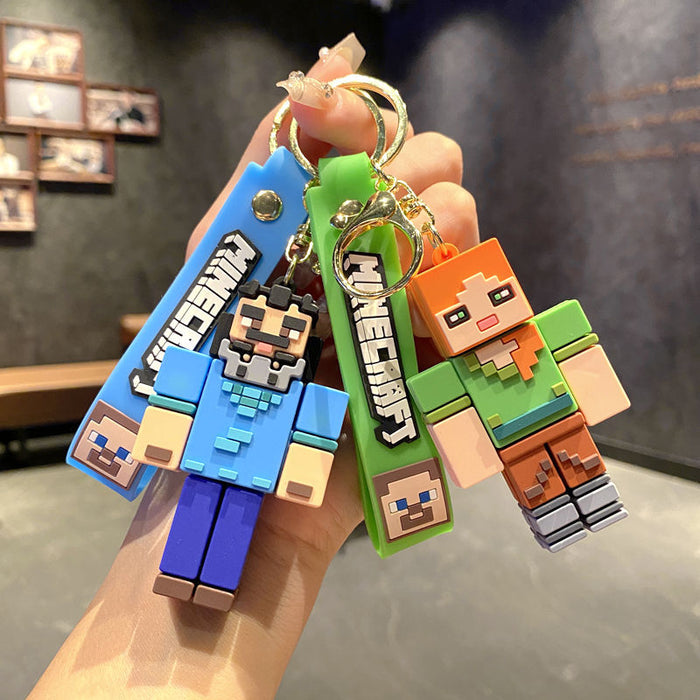 Wholesale Cartoon character PVC building block figurine keychains