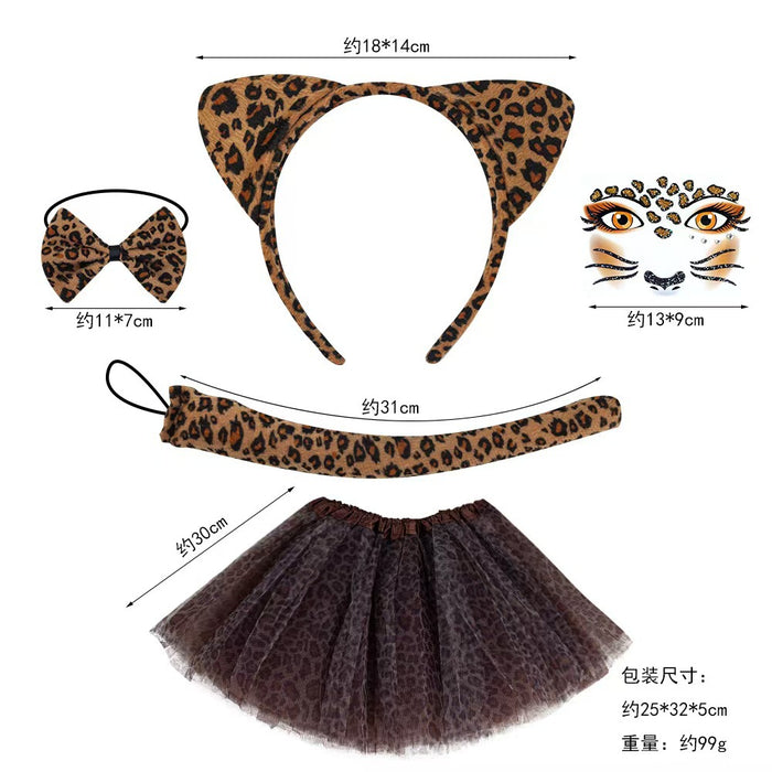 Wholesale Leopard Print Cat Ears Headband Set  Masquerade Cute Animal Ear Party Fashion Accessory Boutique Resale
